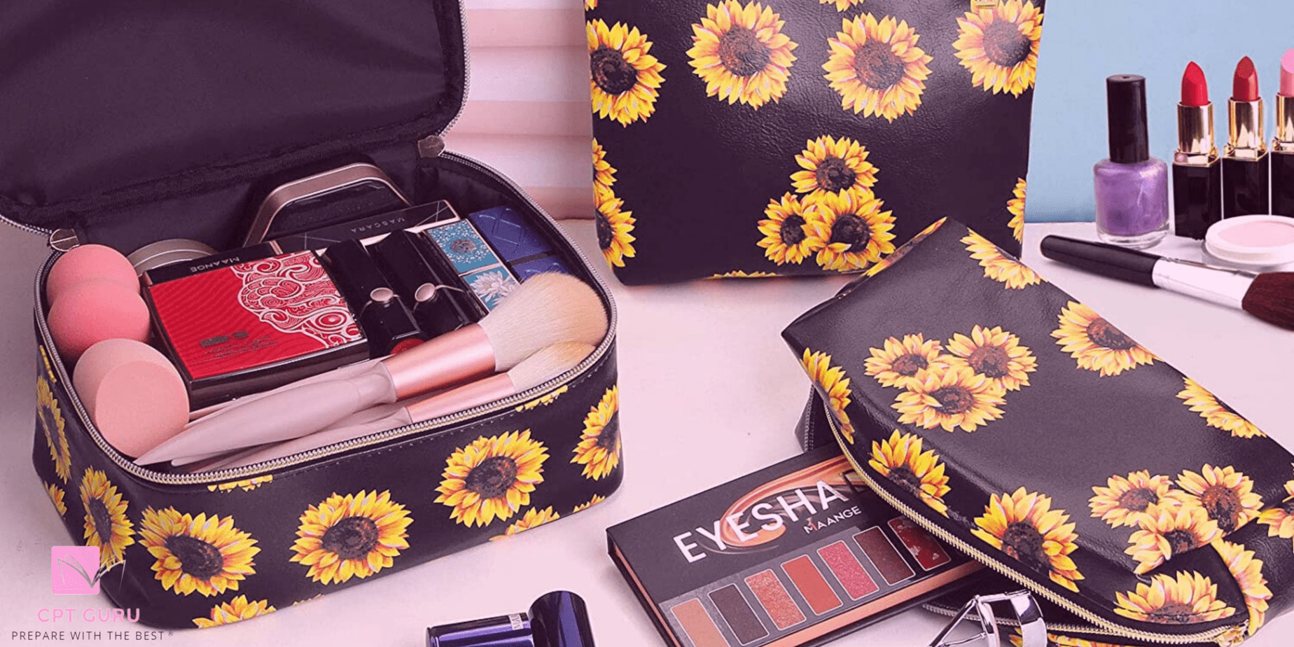 MAGEFY 3Pcs Makeup Bags for Women Portable Travel Cosmetic Bag